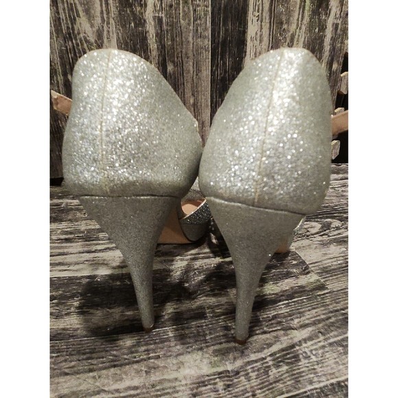 DE BLOSSUM Womens Shoes Heels Metallic Silver Stiletto Platform VICE Size 8.5 - Picture 3 of 7